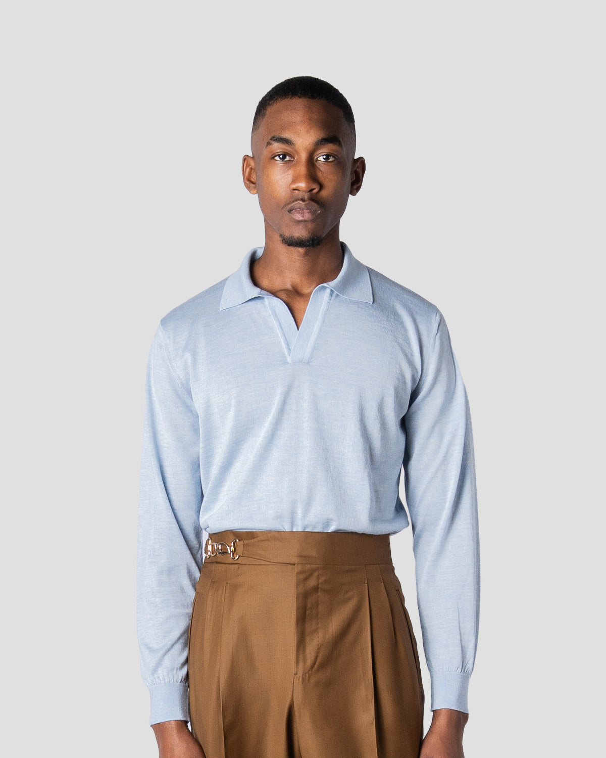 Polo Golf Azzurro Manica Lunga