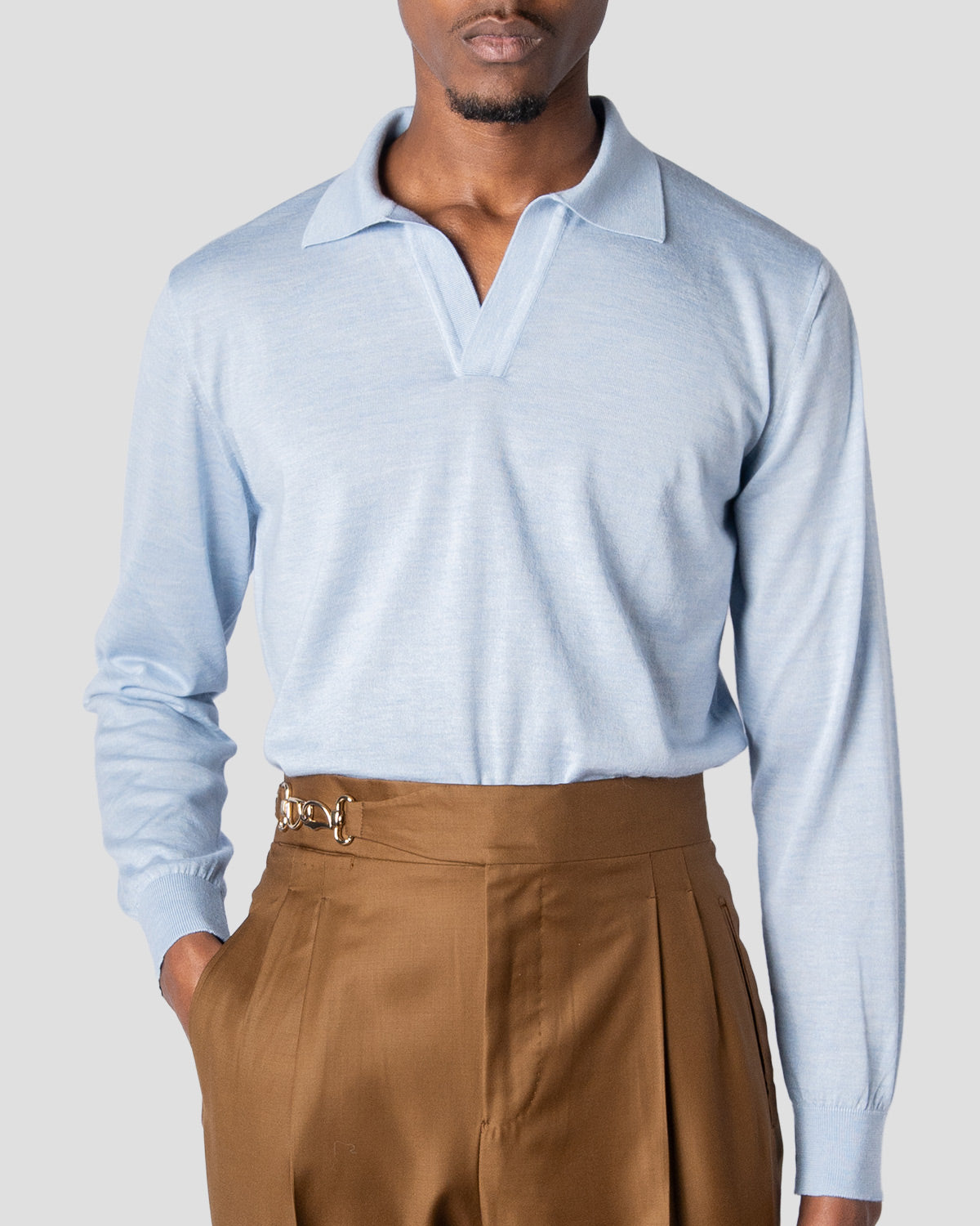 Polo Golf Azzurro Manica Lunga