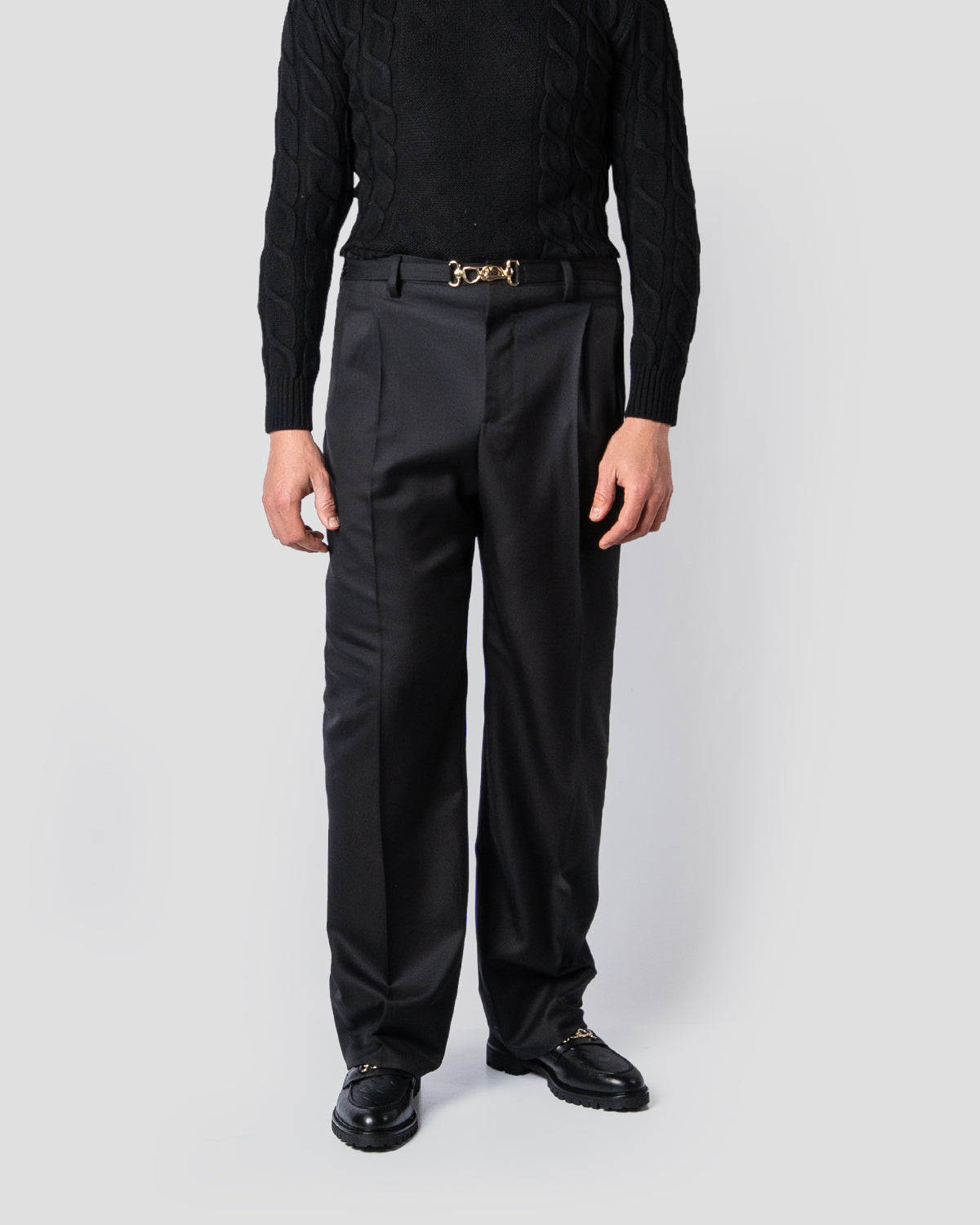 Pantaloni Belted nero