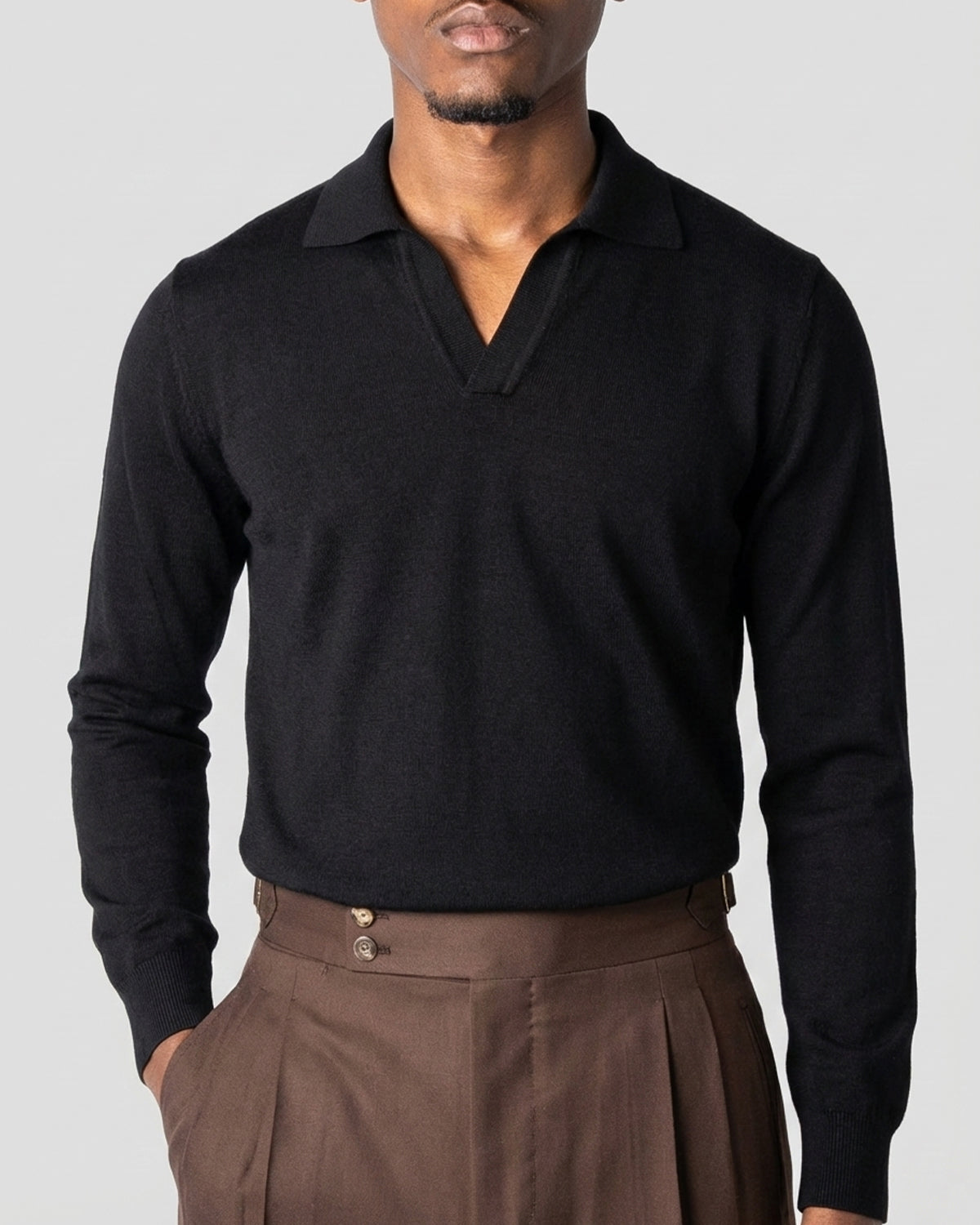 Polo Golf Nera Manica Lunga