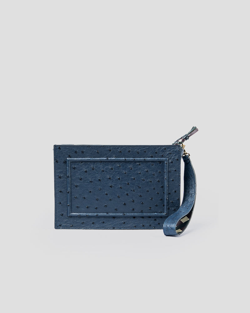 Prima Pochette Iris blue in struzzo