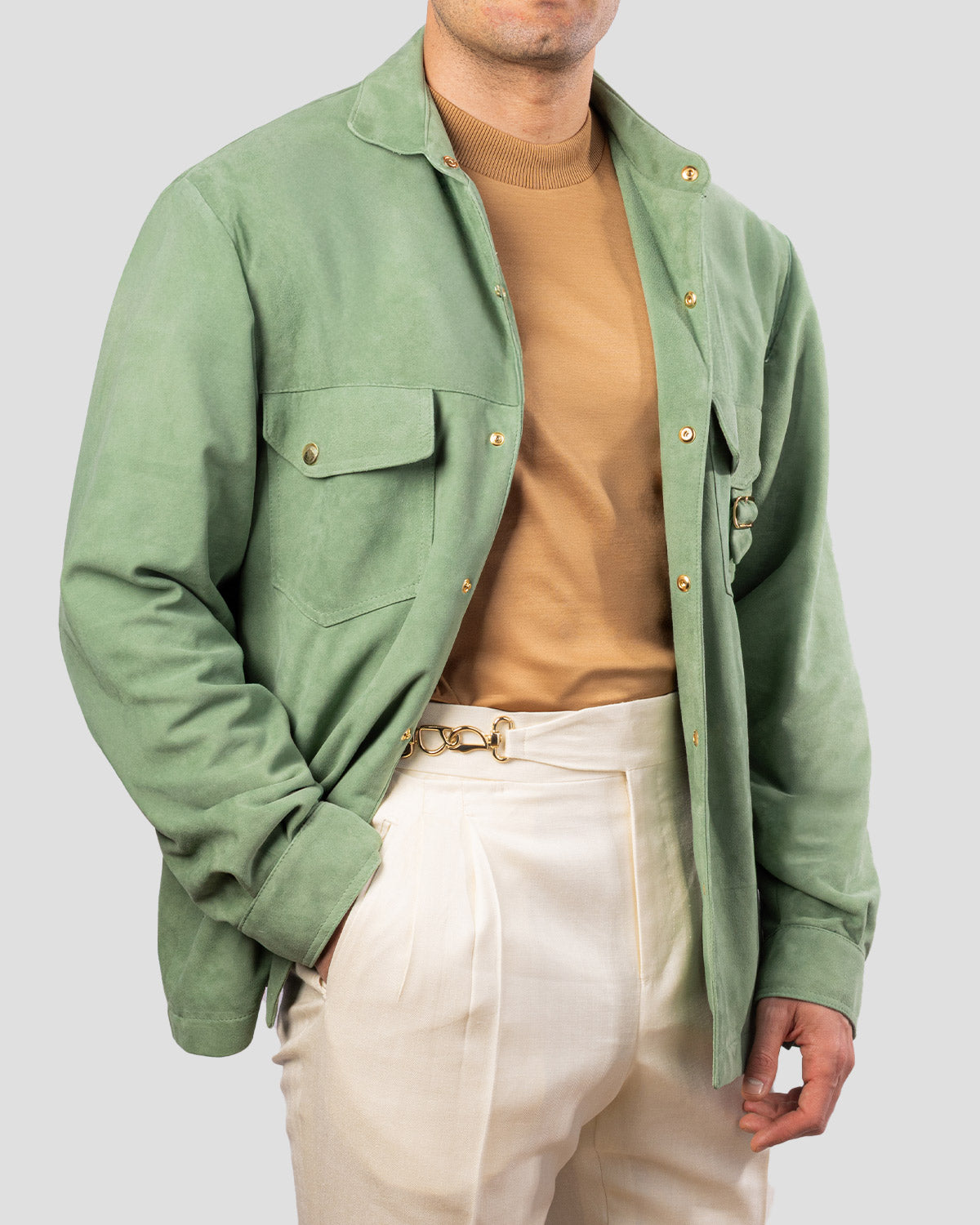 Over Shirt Safari Camoscio Salvia