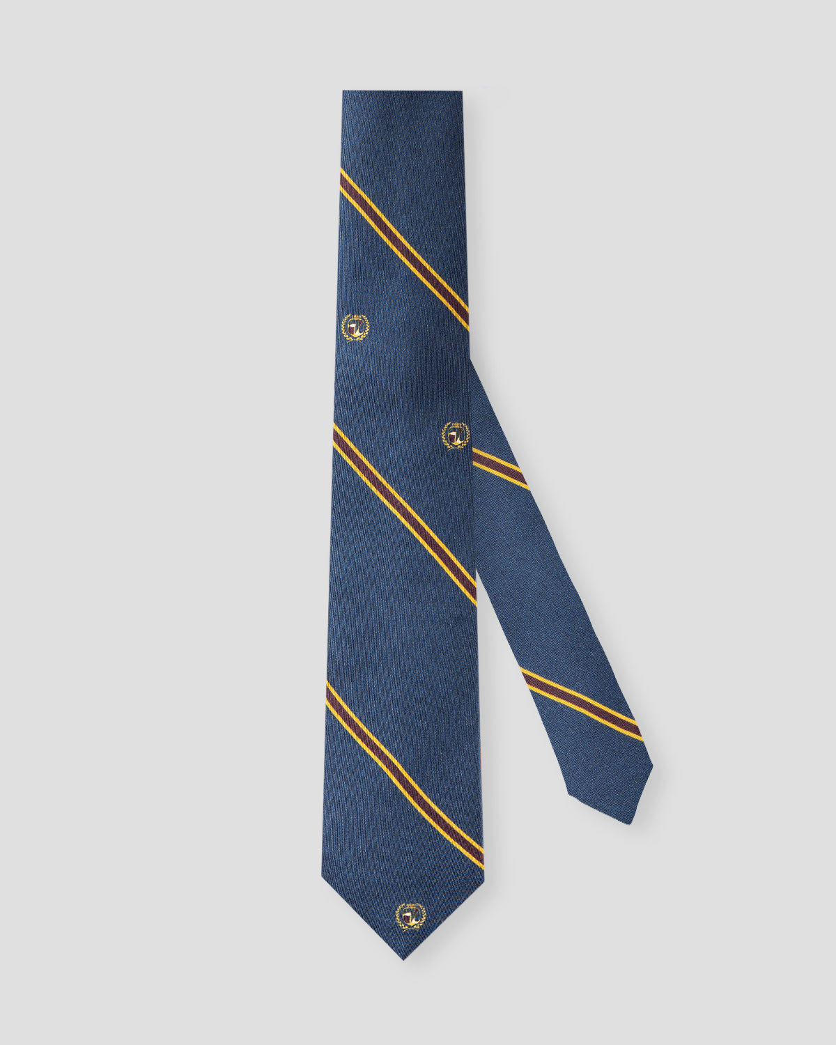 Blue silk tie with orange squares