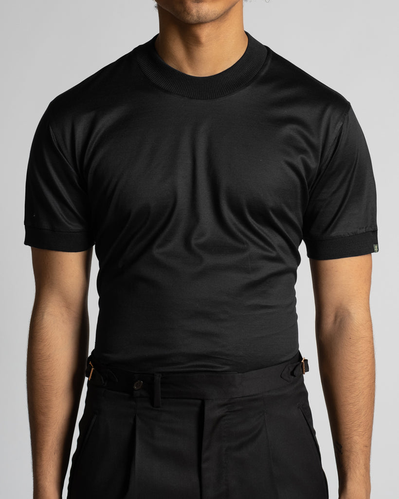 T-Shirt in filo di Scozia nero
