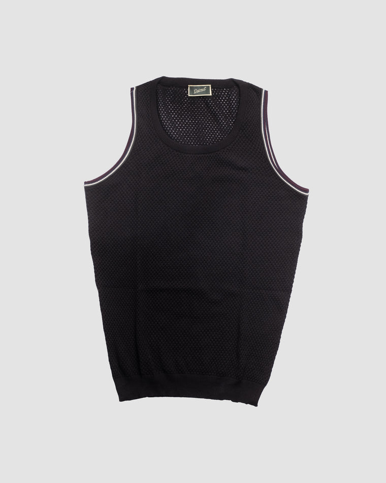 Canotta Girocollo Mesh Nera in cotone, Bottega Dalmut