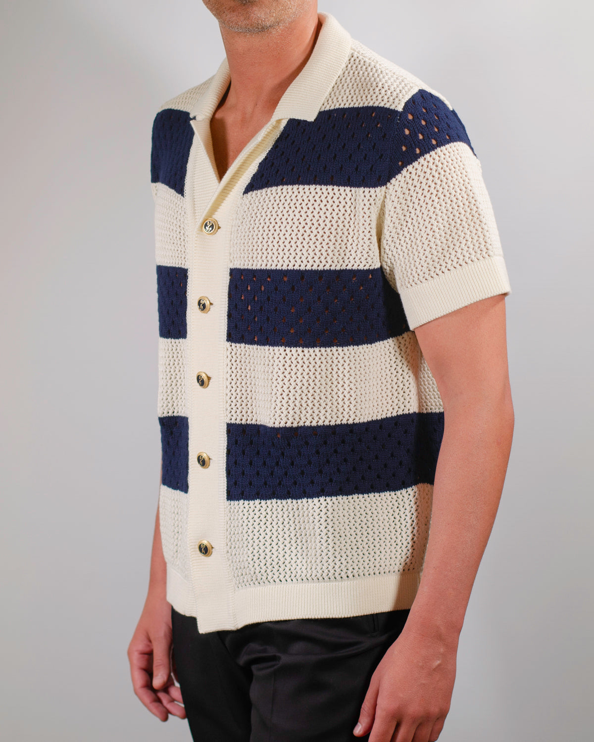 Camicia Safari Crochet Panna/Blu