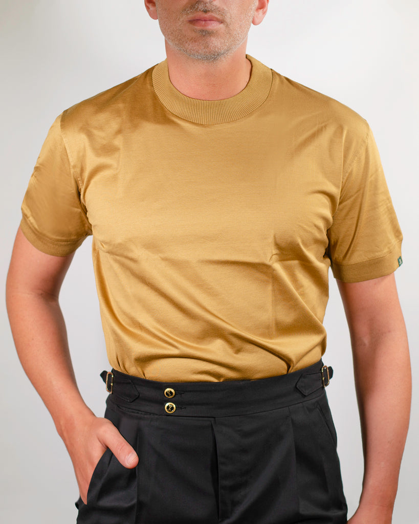 T-Shirt in filo di Scozia Oro