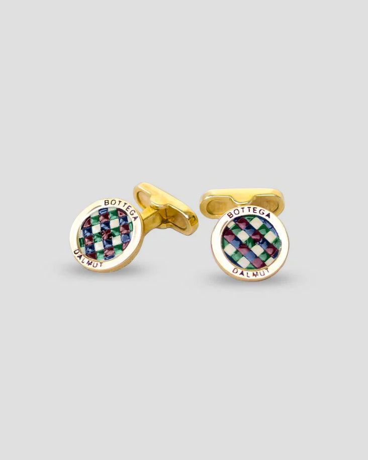 Tumlad Cufflinks Hand Painted Gold Lacquered Silver