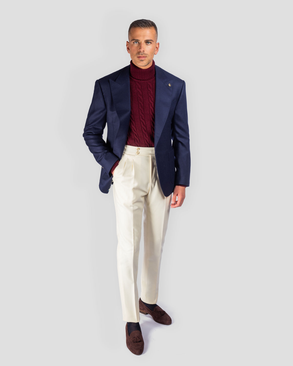 Blazer in Lana Blu in seta, Bottega Dalmut, foto 3