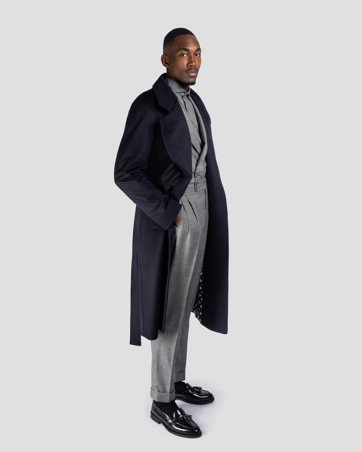 Cappotto Irish in Cashmere Blu, Bottega Dalmut, foto 3