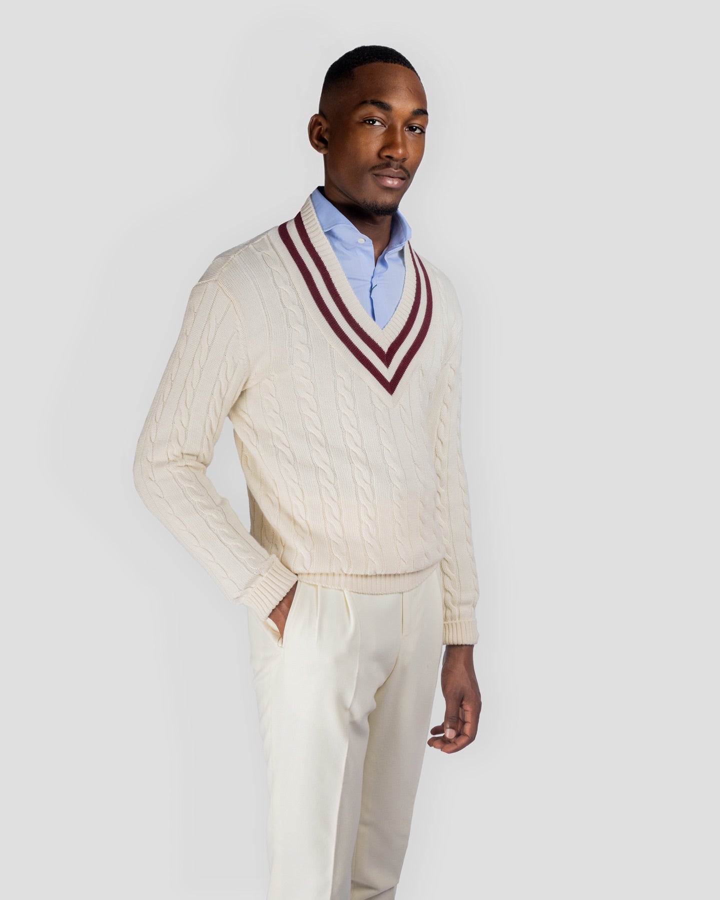 Cricket in Cashmere/Seta Panna e Bordeaux