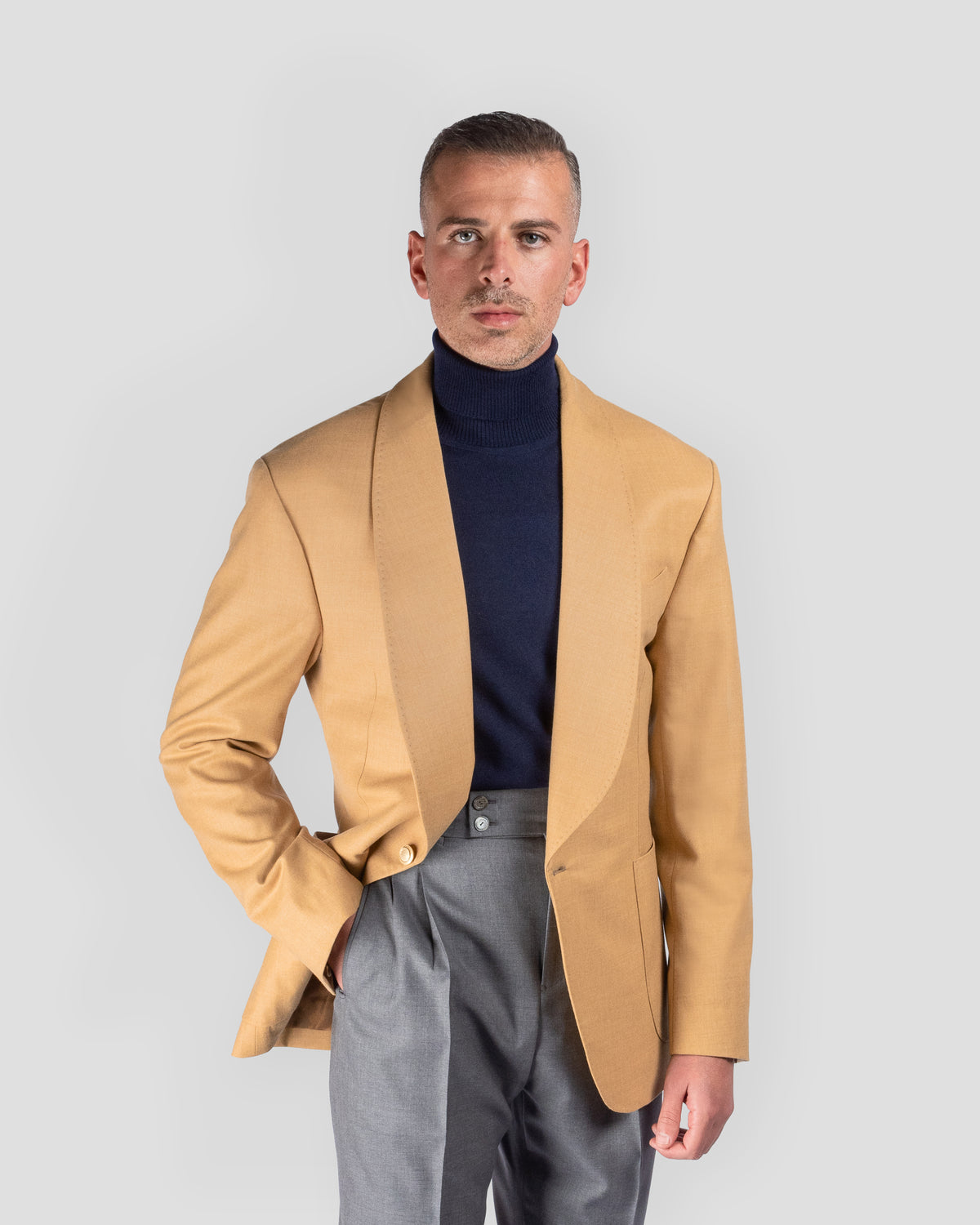Blazer Sciallato Ocra in lana, Bottega Dalmut, foto 4