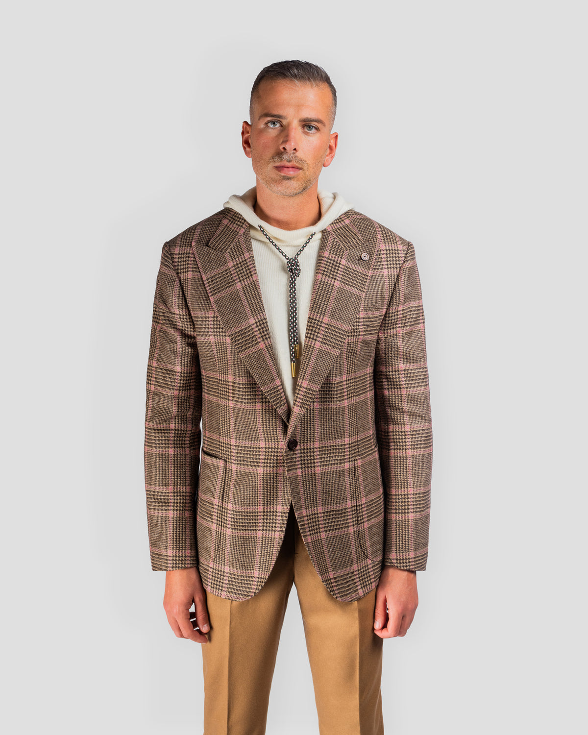 Blazer in Lana Marrone/Rosa, Bottega Dalmut, foto 4