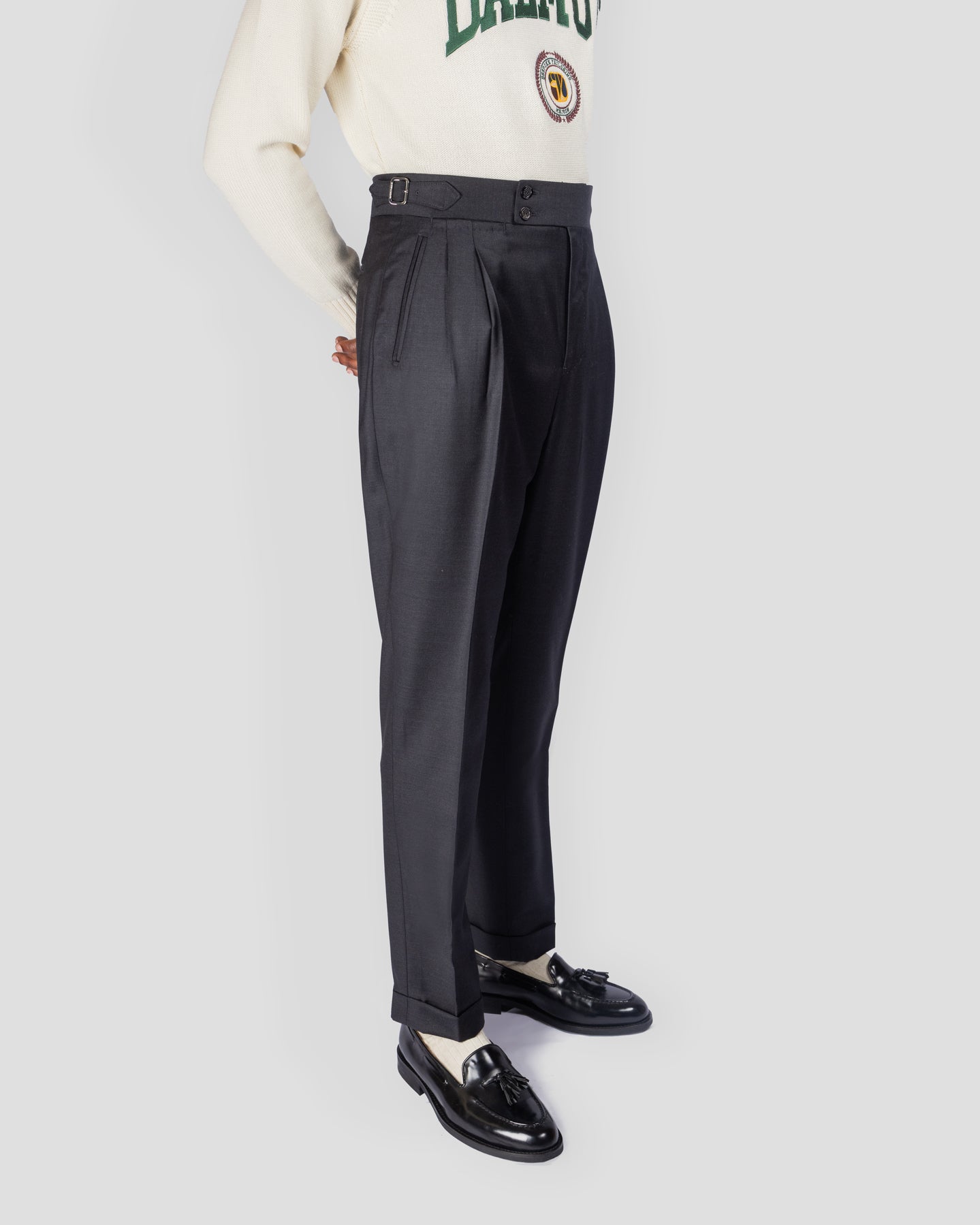 Pantalone Oia in Lana Grigio Scuro