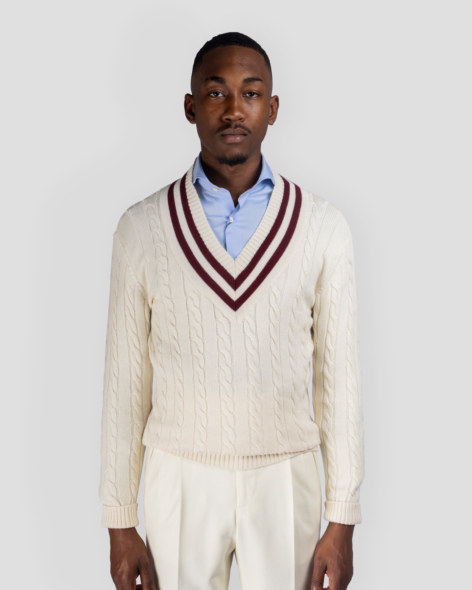 Cricket in Cashmere/Seta Panna e Bordeaux