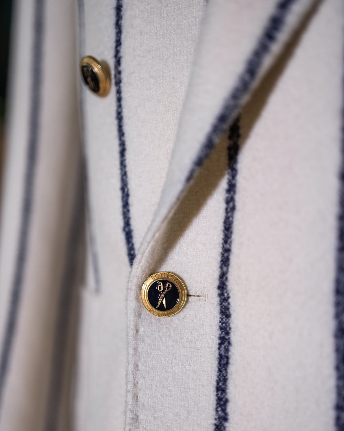Blazer in Lana Bianco e Righe Blu in seta, Bottega Dalmut, foto 2