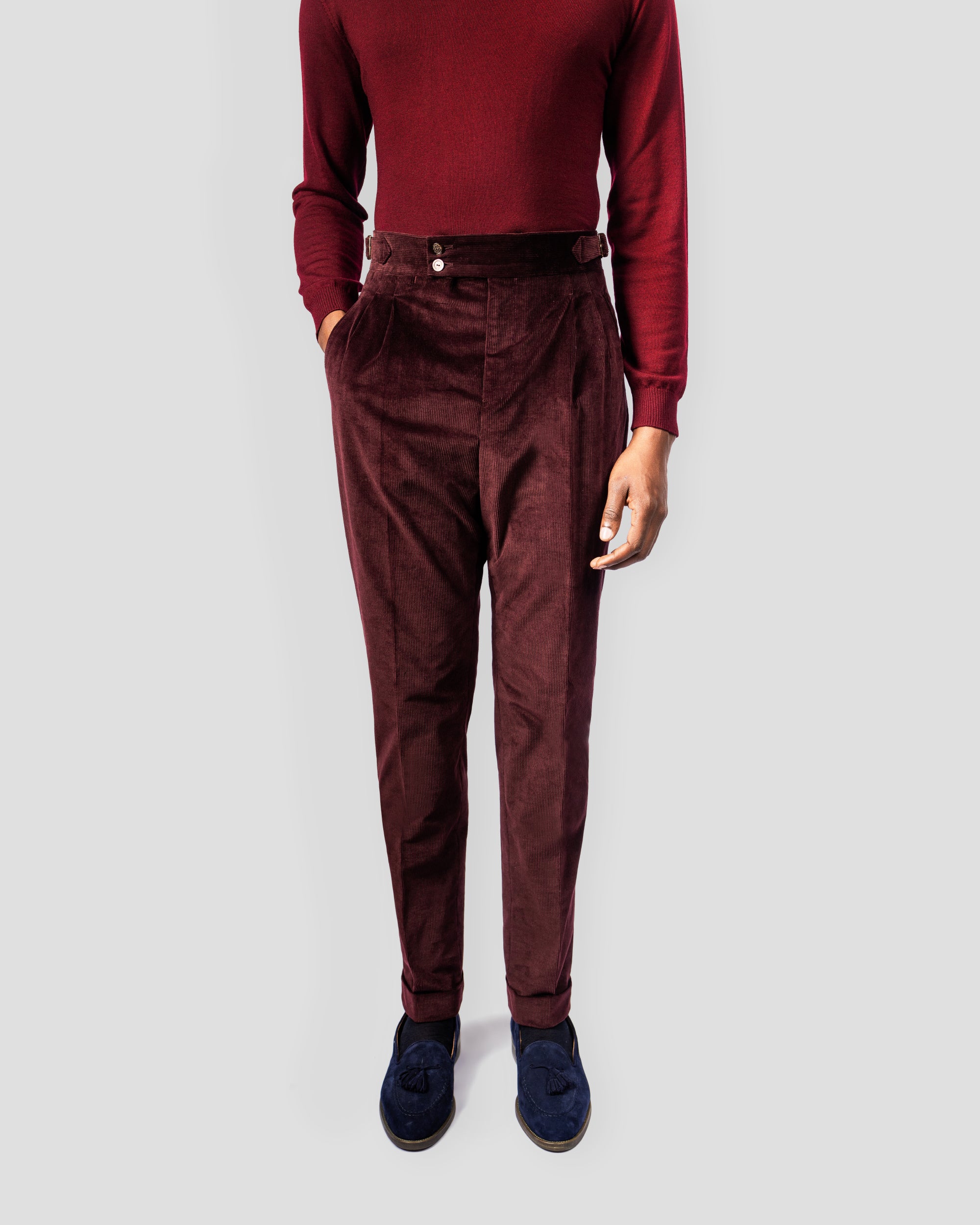 Pantalone Oia in Velluto Bordeaux