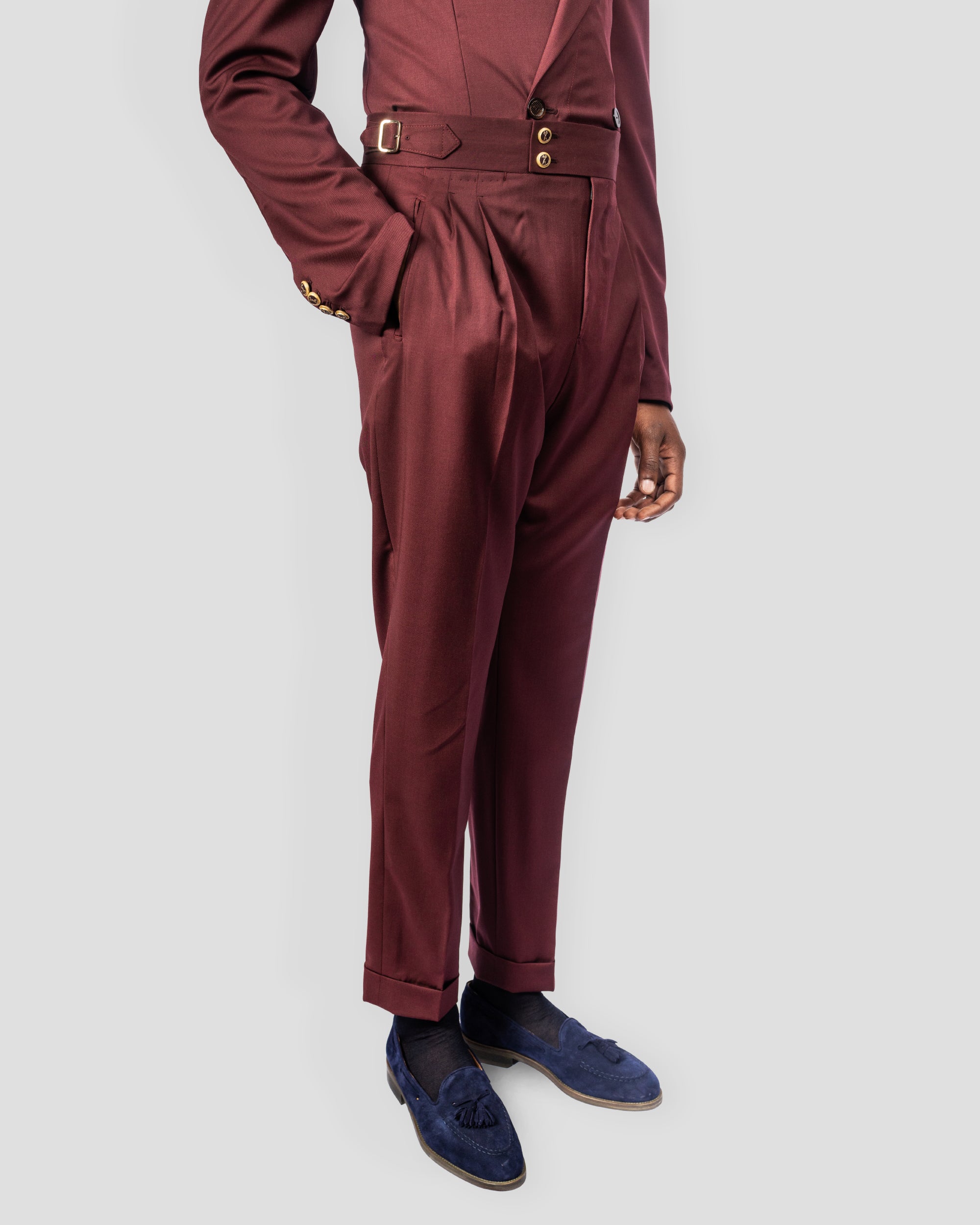 Pantalone Oia in Lana/Cashmere Bordeaux