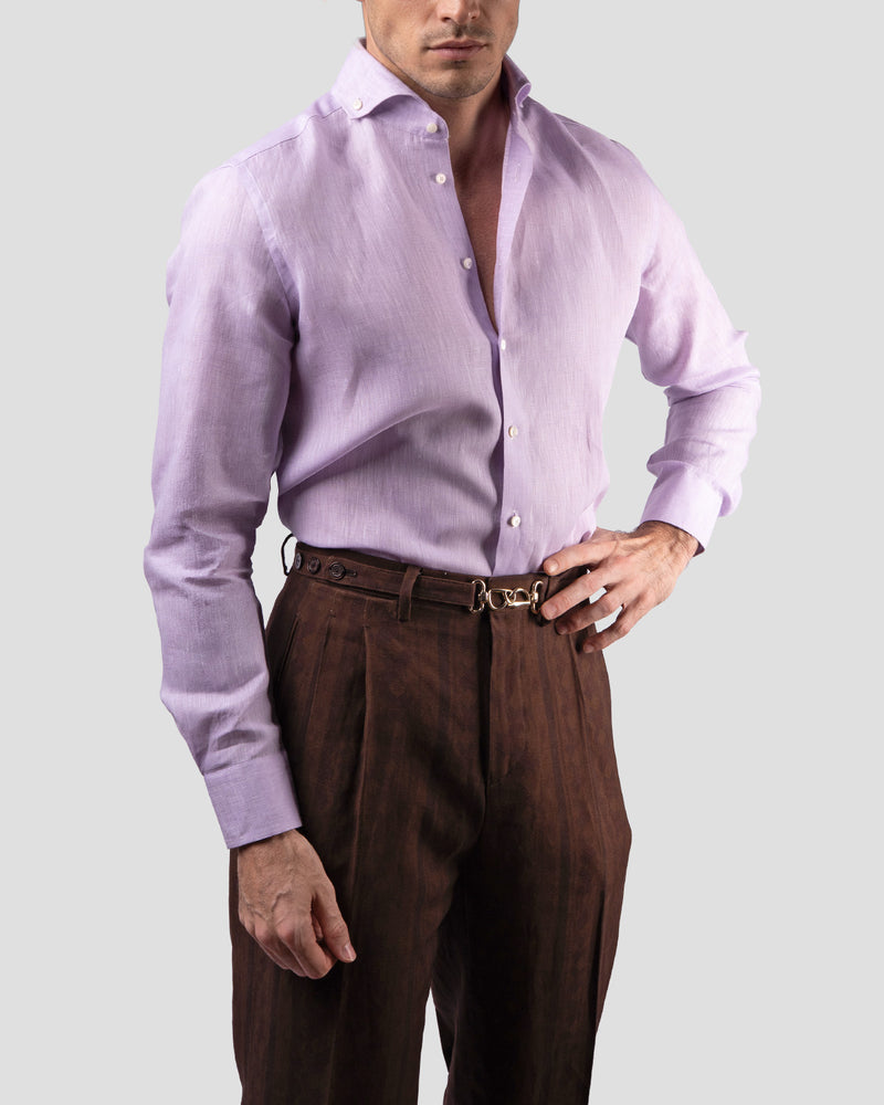 Pantaloni Belted O Transition Brown House in Lino