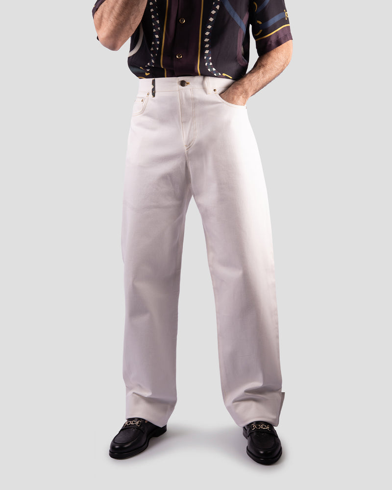 Pantaloni Balloon Denim Bianco
