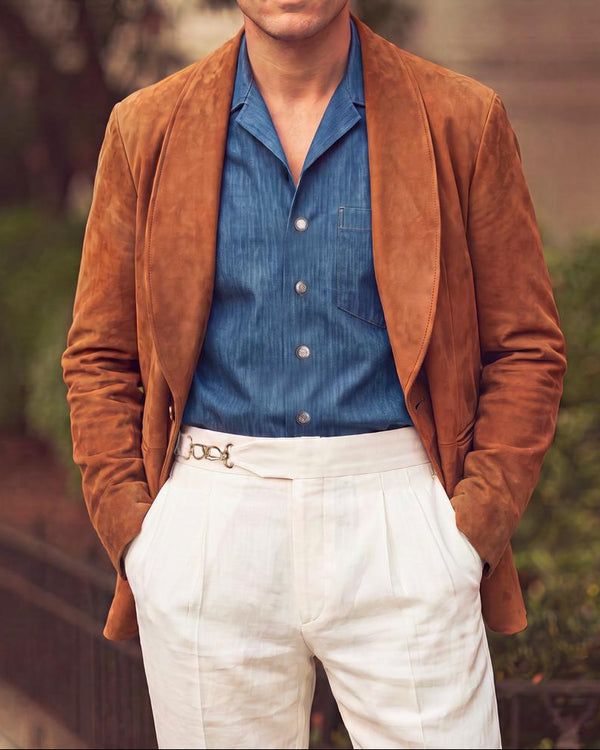 Blazer Sciallato in Suede Gold