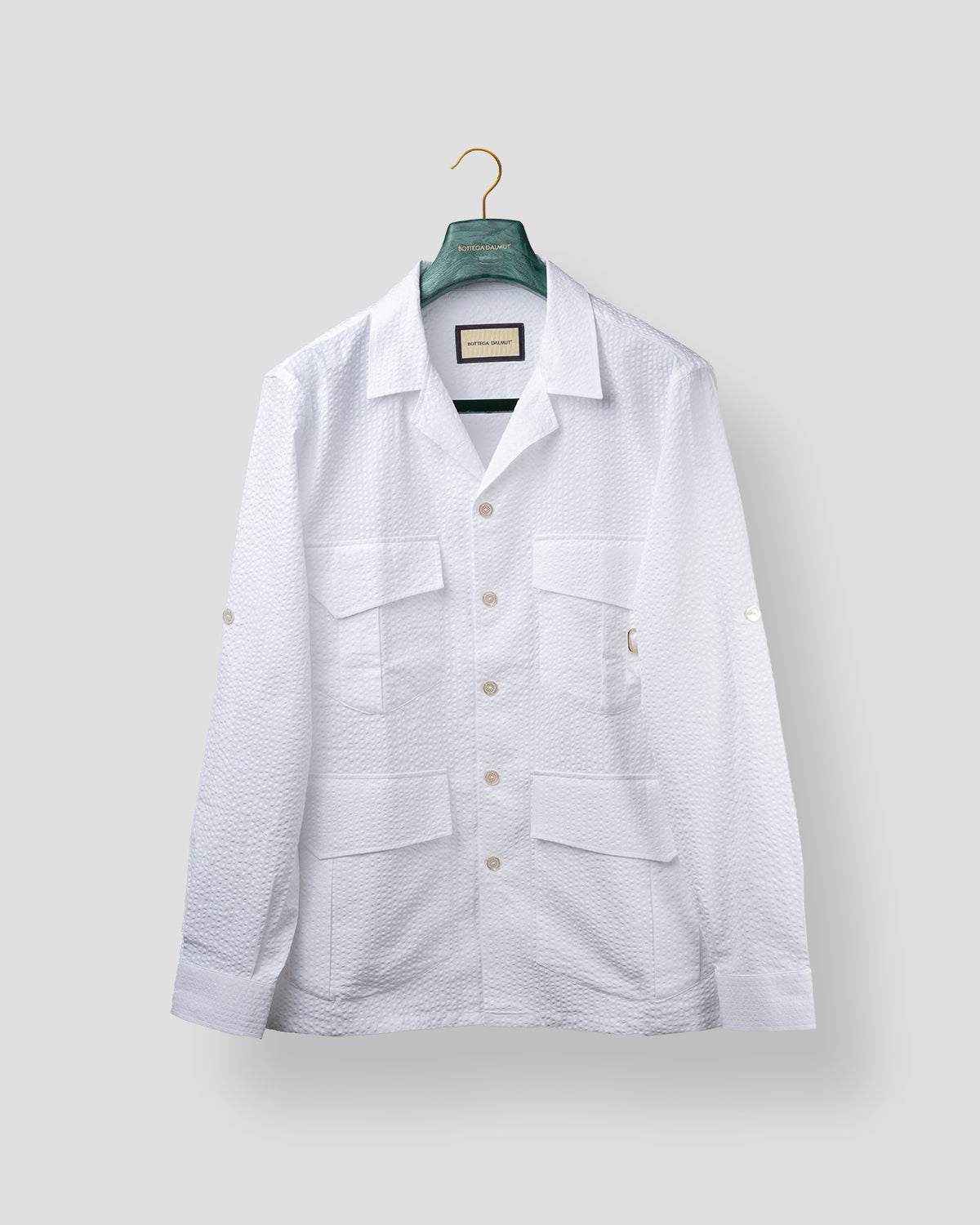 Camicia Sahariana seersucker Bianco Ottico