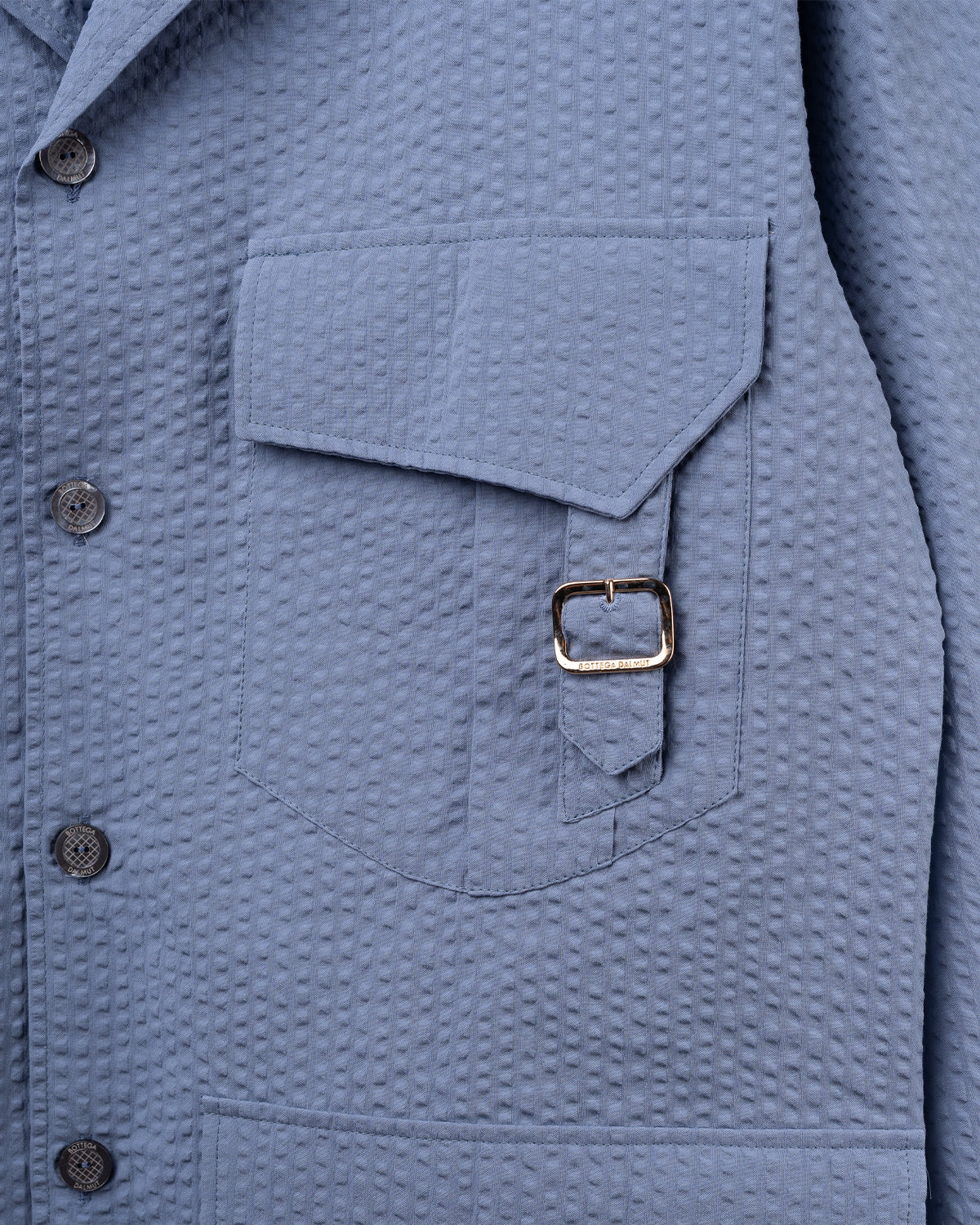 Camicia Sahariana seersucker Azzurro Fiordaliso