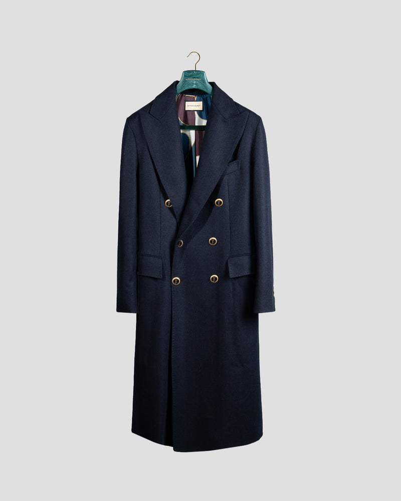 Cappotto Doppiopetto Blu Spigato