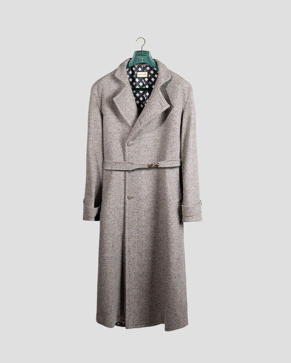 Cappotto Doppiopetto Spigato Grigio e Panna
