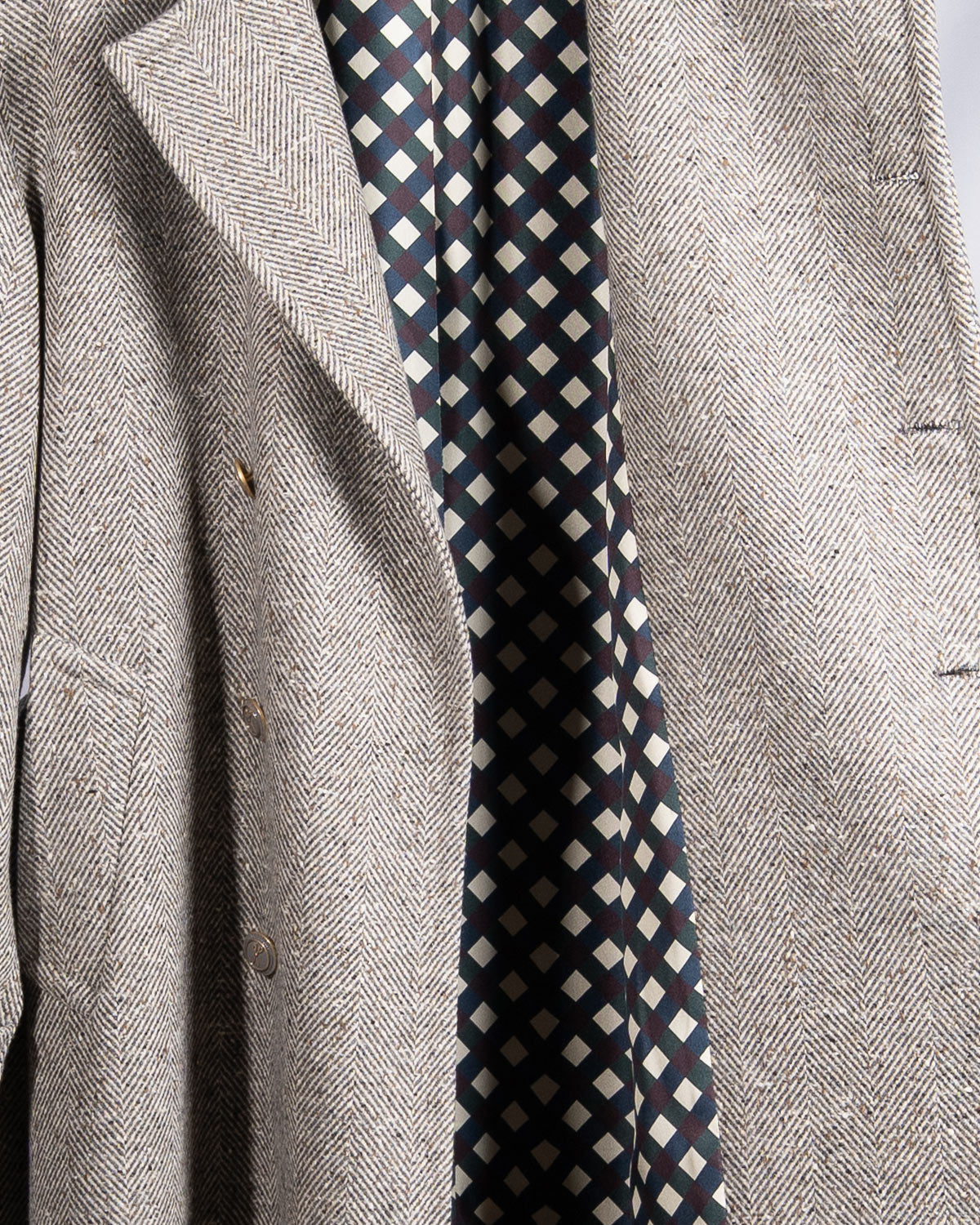 Cappotto Doppiopetto Spigato Grigio e Panna