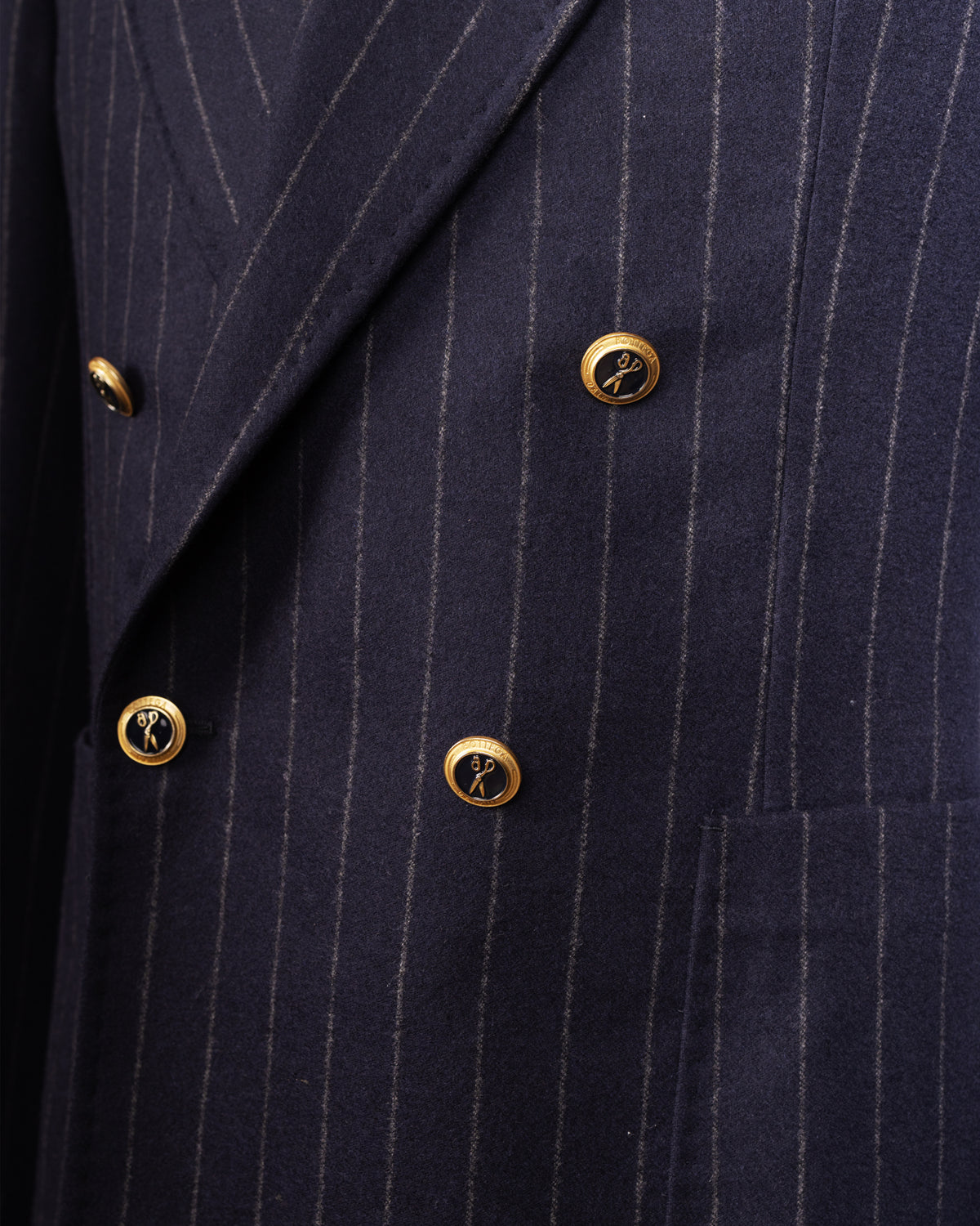Blazer in Lana Gessato Blu Scuro in seta, Bottega Dalmut, foto 2