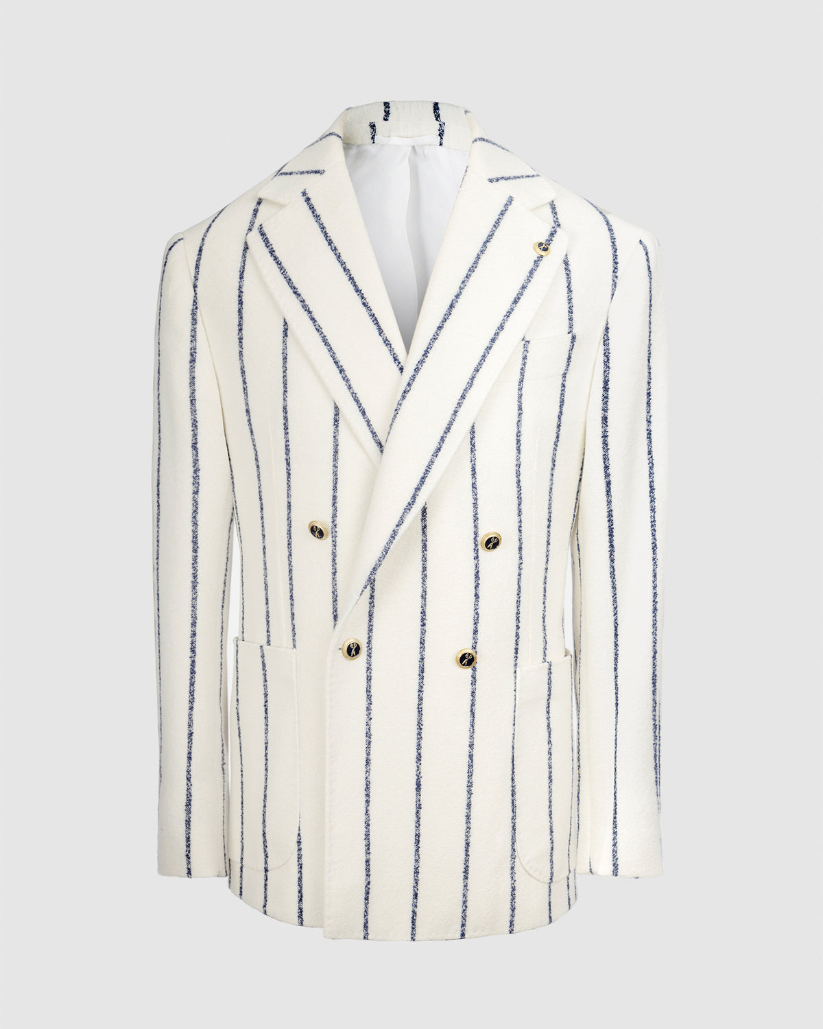 Blazer in Lana Bianco e Righe Blu in seta, Bottega Dalmut