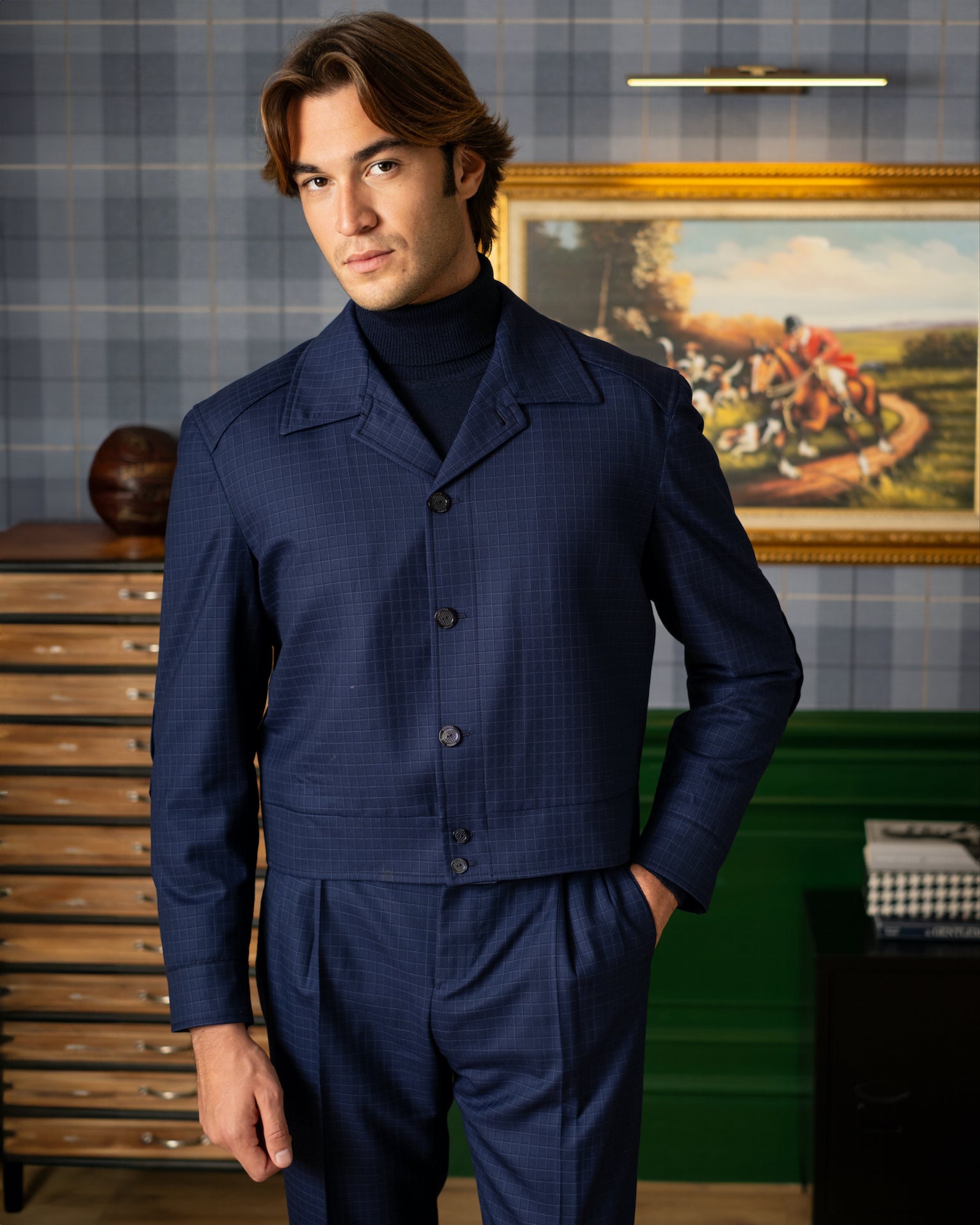 Board Jacket Quadretti Blu