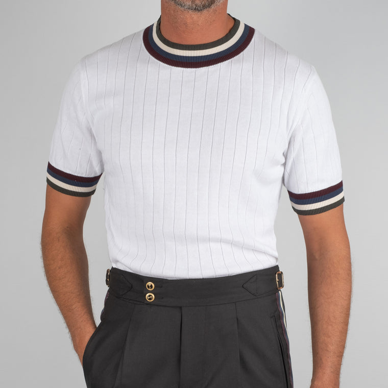 T-Shirt a coste Bianco, Bottega Dalmut
