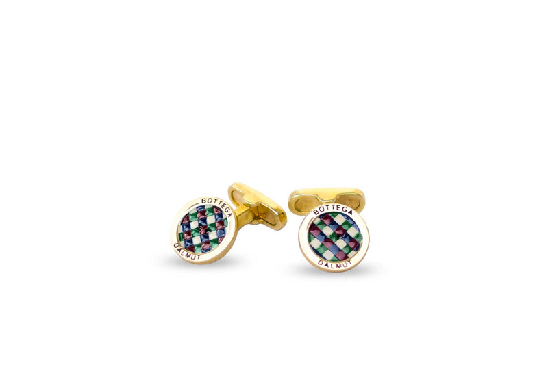 Tumlad Cufflinks Hand Painted Gold Lacquered Silver