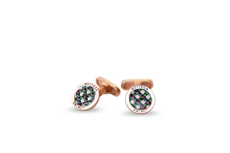 Tumlad Cufflinks Hand Painted Rose Gold Lacquered Silver